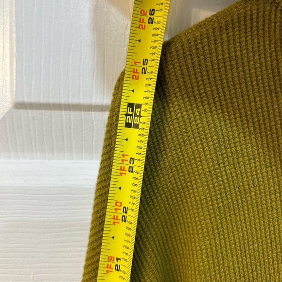 Lou Grey Waffle Knit Henley Women XS Chartreuse Cropped Boxy Casual Fall Layers - Picture 7 of 9